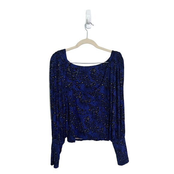 Free People Miss You top with ballon sleeves low cut back cropped size XS - Picture 1 of 5